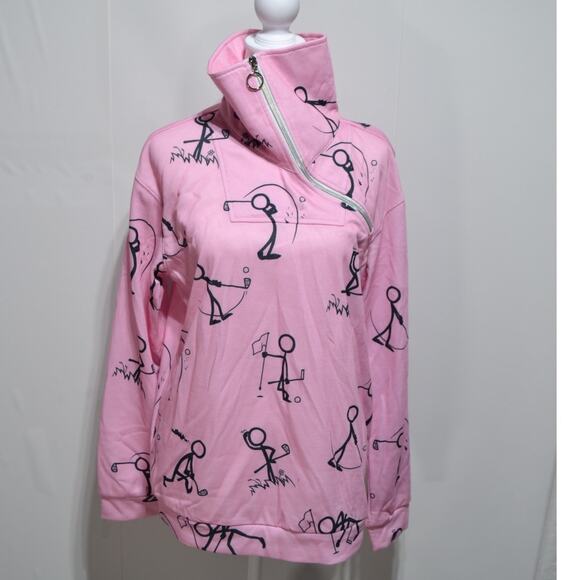 Acegolfs Woman's Hyper-Prep Golf Sweatshirt Pink & Black Size Medium - Picture 3 of 6